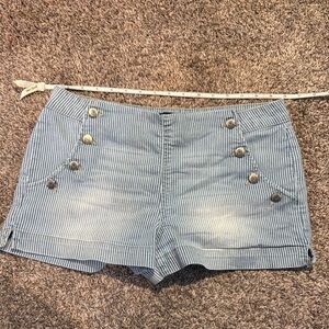 Sz 11 Blue Spice Striped Blue Women's Shorts
